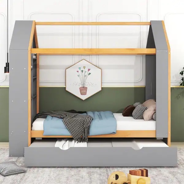 Twin Size House Platform Bed(incomplete box 1/2)