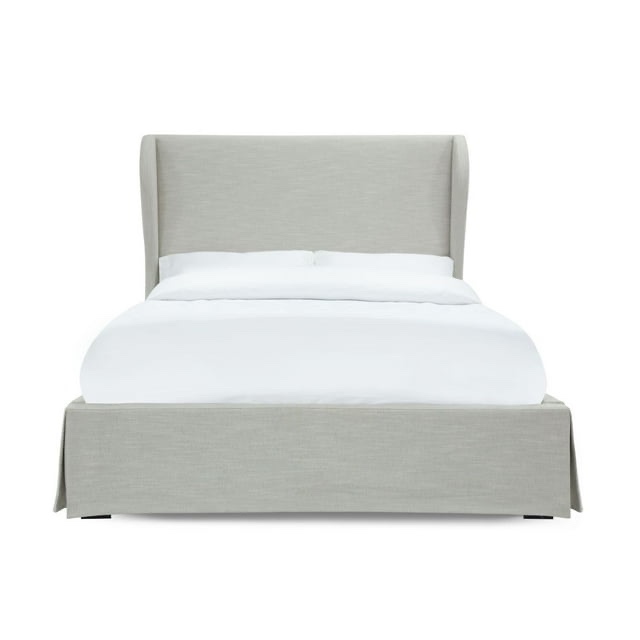 Modus Furniture Hera Upholstered Skirted Panel Bed in Oatmeal