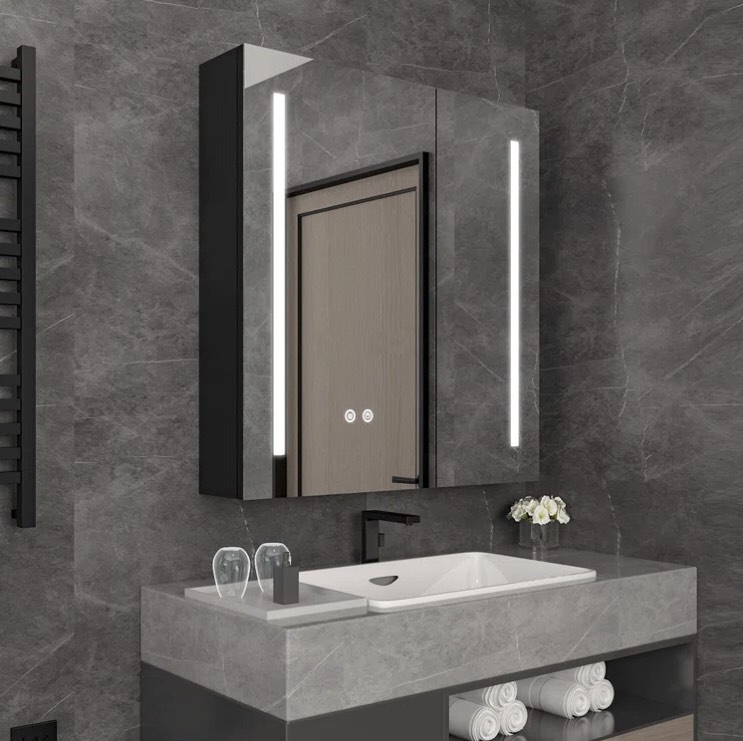 Elitha 23.6'' W 26.7'' H Surface Mount Frameless Medicine Cabinet with Mirror and 3 Fixed Shelves