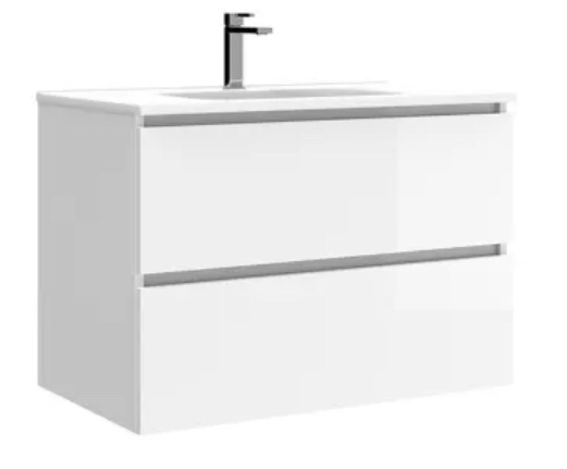 WS Bath Collections Flora 32" Wall Mounted Single Basin Vanity Set with Cabinet and Ceramic Vanity Top(incomplete missing top)