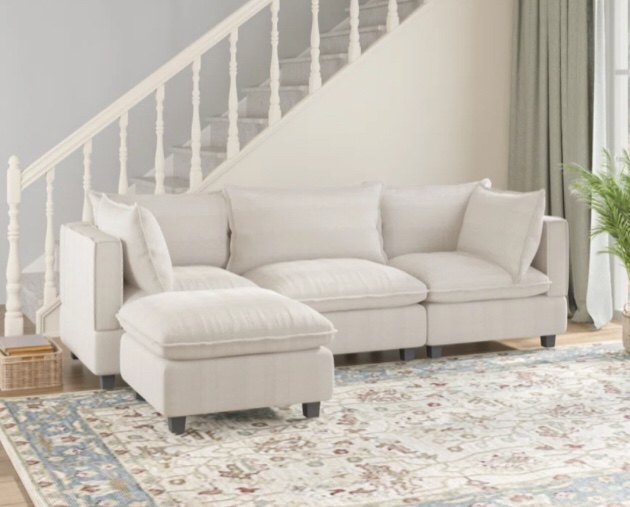 beige corduroy sectional (incomplete armless chair only)