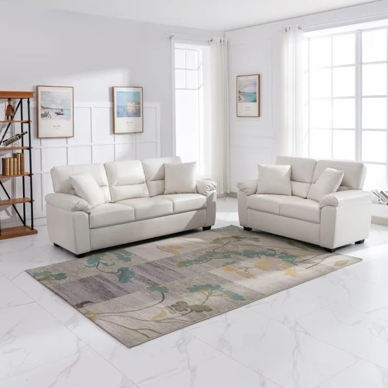 Dewells 2 Piece Faux Leather Living Room Set( incomplete Only 1 Box) 