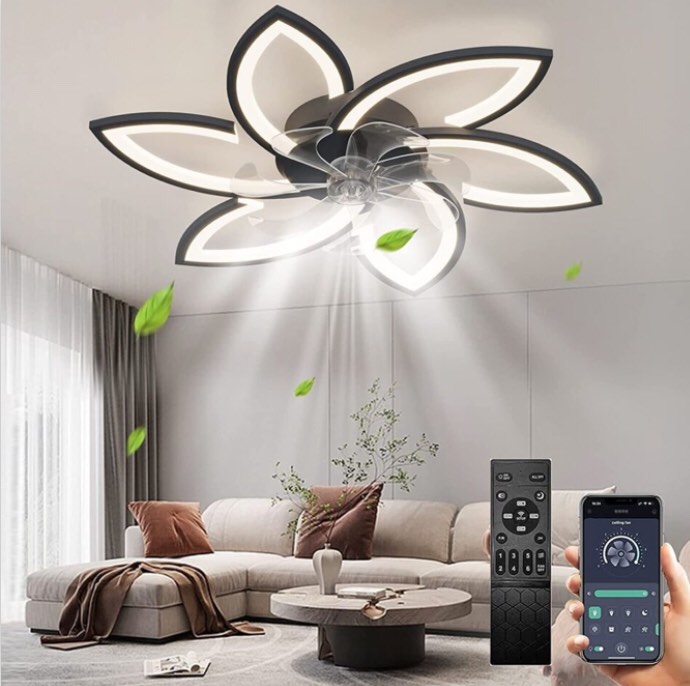 Ceiling Fan with Lights,Low Profile Ceiling Fan with Lights,Modern Dimmable Ceiling Light Fan