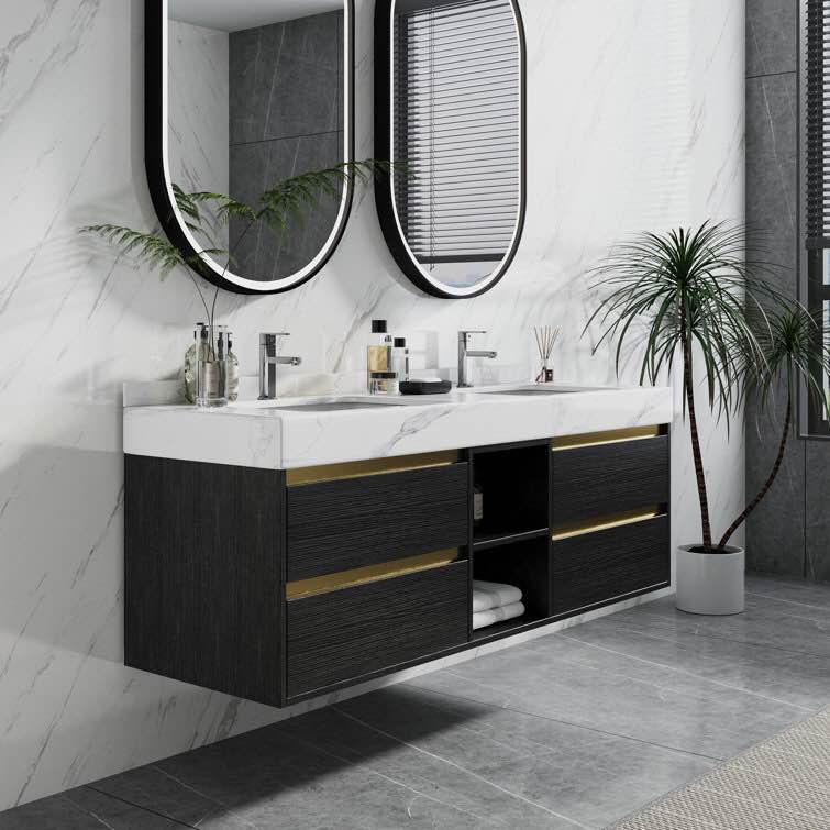 Mitsuharu 60'' Bathroom Vanity with Cultured Marble Top(incomplete box 2 of 2 )