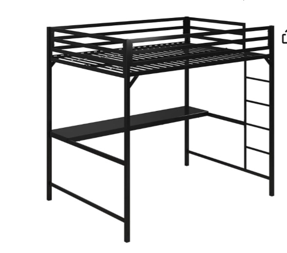 DHP Miles Metal Full Loft Bed with Desk, Silver(similar to the photo)