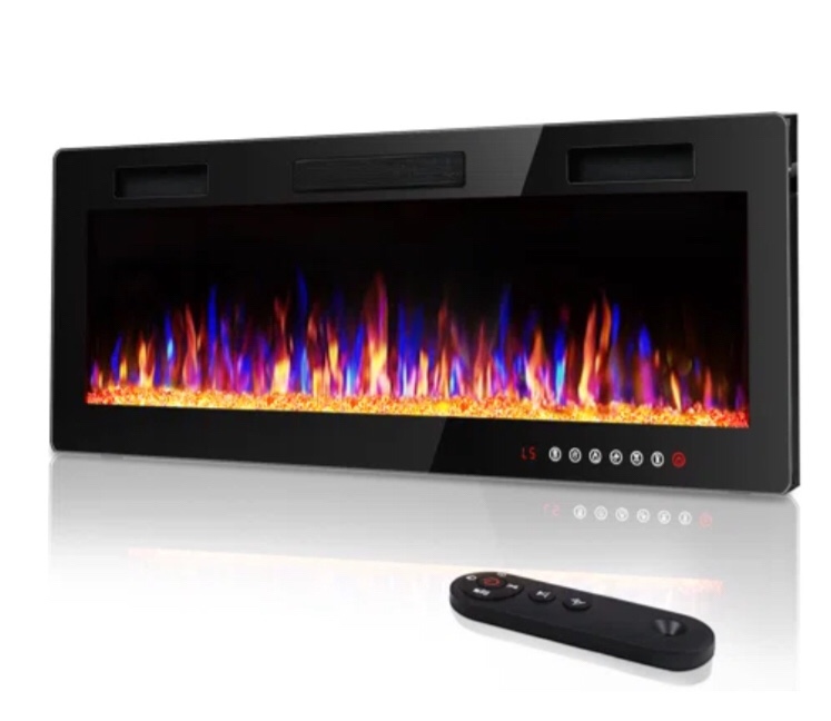 Aishe Recessed Wall Mounted Electric Fireplace
