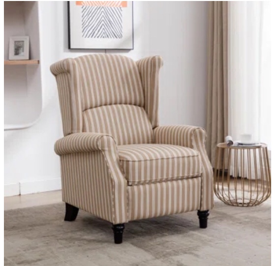 Ioannis 30.7" Wide Contemporary Super Soft Striped Push Back Recliner