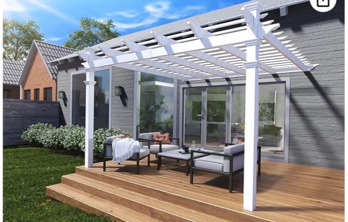 New England Arbors Freemont 12' x 12' Attached Vinyl Pergola