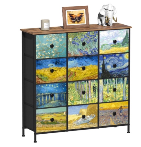 EXOTICA Dresser for Bedroom with 12 Drawers Tall Dresser & Chest of Drawers Fabric Dresser Storage Tower for Living Room Nursery Closet Hallway with Wooden Top and Metal Frame