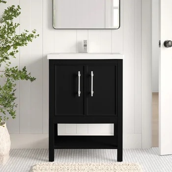 Black 24" Single Bathroom Vanity Set (incomplete) similar to stock photo 