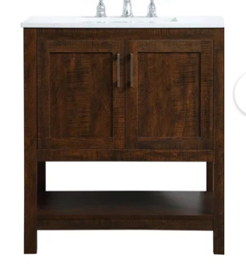 Ajmer 30'' Free-standing Single Bathroom Vanity with Engineered Marble Vanity Top brown 