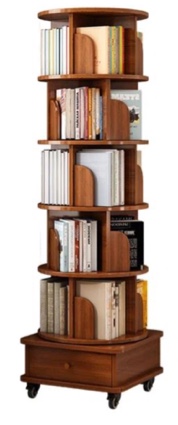 Gazzo 68.11" H x 18.11" W Standard Bookcase 5 Tier Rotating Bookcase with 1 Drawer