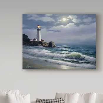 'Coastal Scene 3' Oil Painting Print on Wrapped Canvas