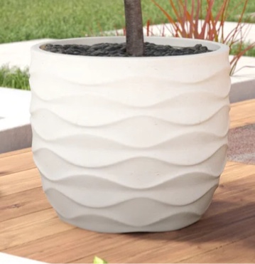 Horizontal Waves Round Magnesium Oxide Planter Pot