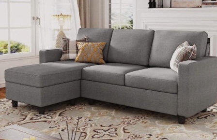 HONBAY Convertible Sectional Sofa, Convertible L Shaped Couch with Reversible Chaise, Sectional Couch for Small Space Apartment, Grey (Arms only incomplete)