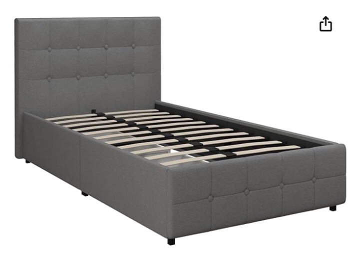 Twin bed with drawers gray (similar to stock photo incomplete) 
