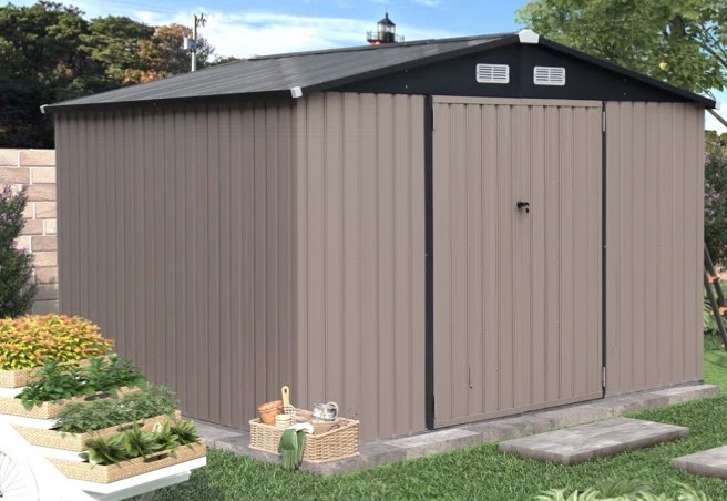 10 ft. W X 8 ft. D Metal Storage Shed (Part number: FL-FY-SS67), (incomplete) 
