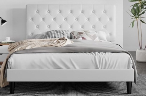 Queen white bed frame C-58452