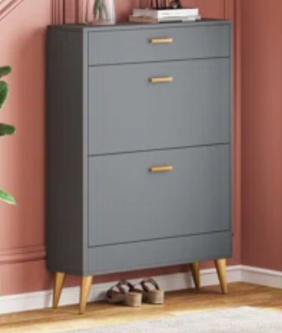 16 Pair Shoe Storage Cabinet grey 