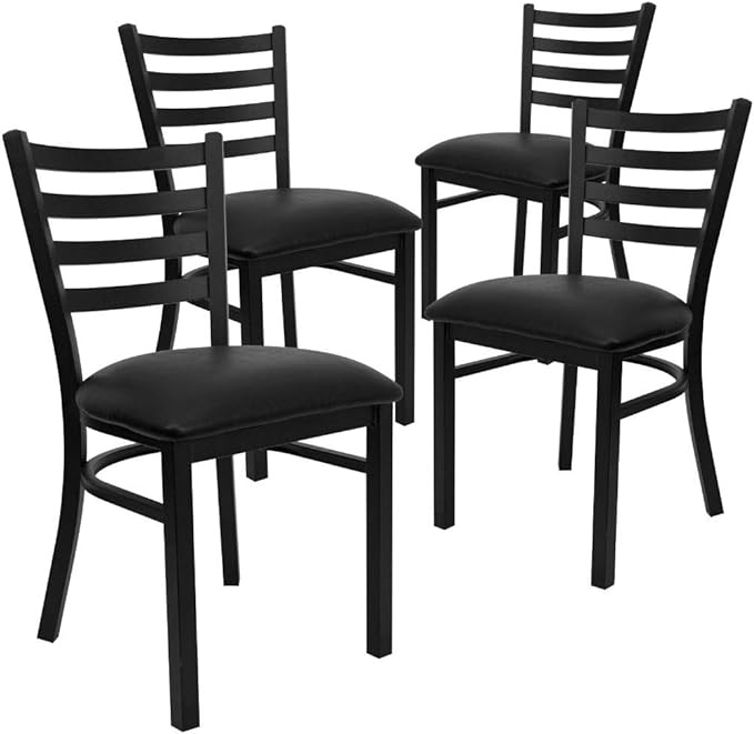 hercules ladder back metal restaurant chairs  black