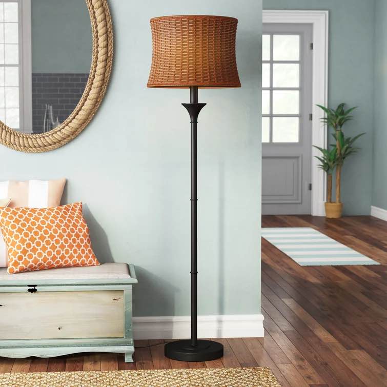 Evert 60" Outdoor Basket Weave Floor Lamp