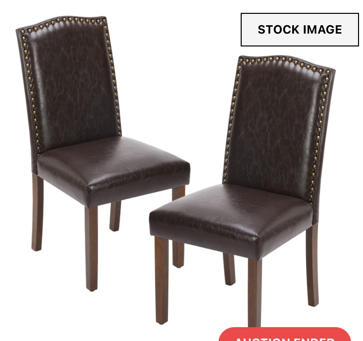 NEWBULIG Table Set of 2 Leather Rivet, Side Chair C-8109-LEA-2P-DKBN