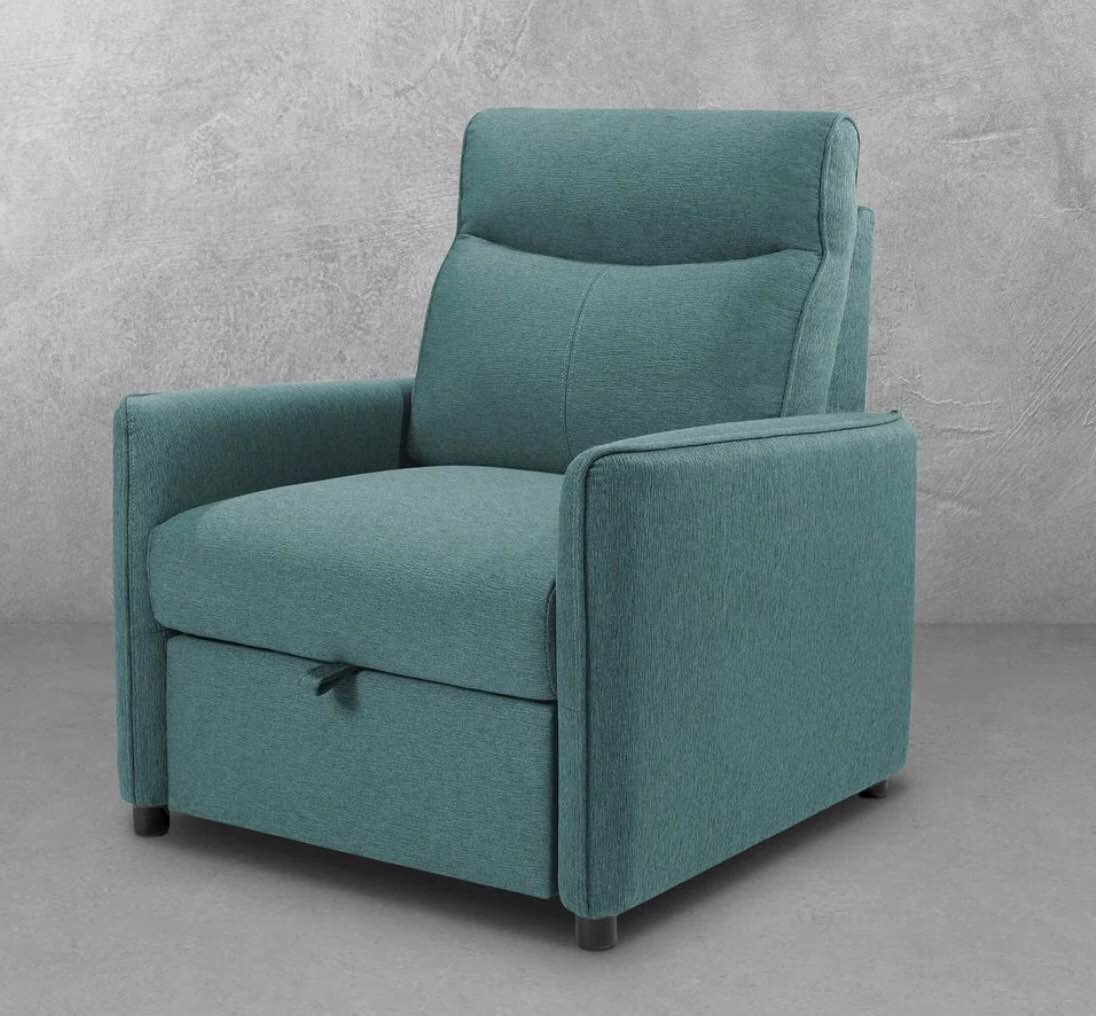 HARPER FABRIC CHAIR WITH PULLOUT OTTOMAN