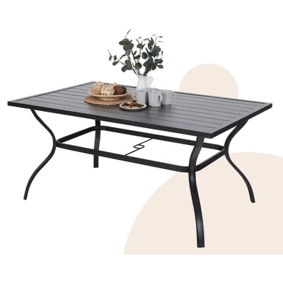 PHI VILLA Rectangle Outdoor Dining Table 38-in W x 60.2-in L Umbrella Hole