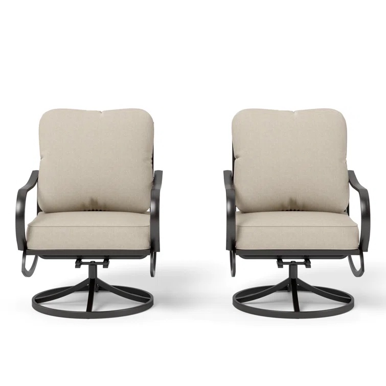 Argirios Swivel Recliner Patio Chair with Cushions(Set of 2)