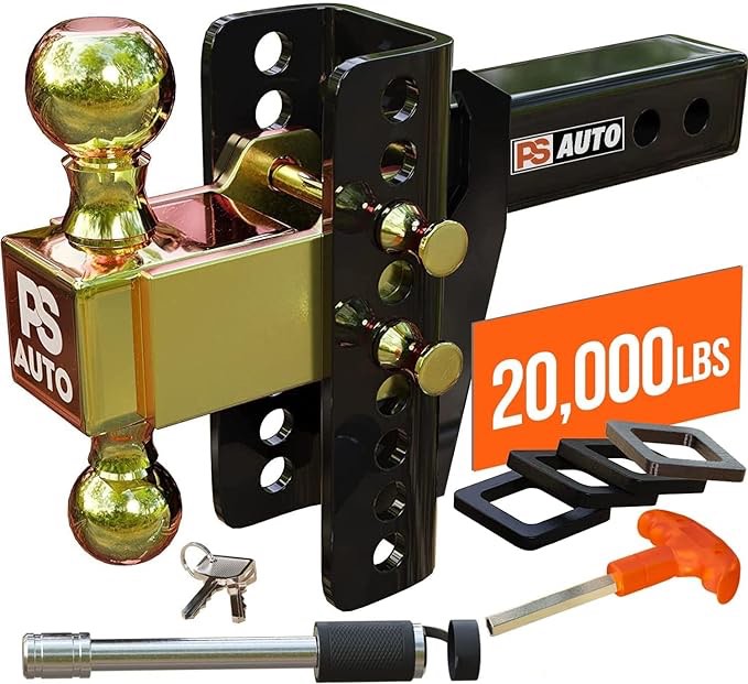 PS AUTO HITCH COMPONENT, ADJUSTABLE BALL MOUNT HITCH FOR 2” RECEIVERS