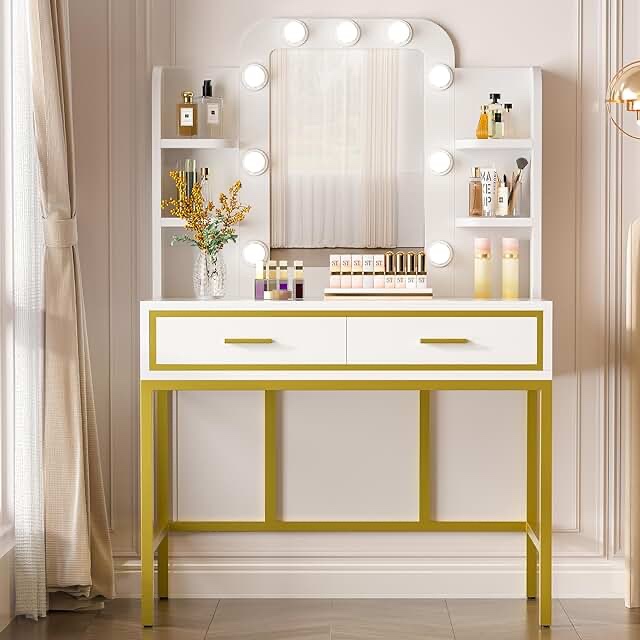 DRESSING TABLE WITH LIGHTS AND DRAWERS H1907 / STOCK PHOTO FOR REFERENCE ONLY