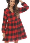 FANCYINN WOMEN BUFFALO PLAID FLANNEL SHIRT DRESS / LARGE