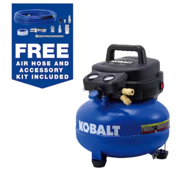Kobalt 6.0 Gal, 150 MAX PSI, 1HP RUNNING Portable Pancake Air Compressor