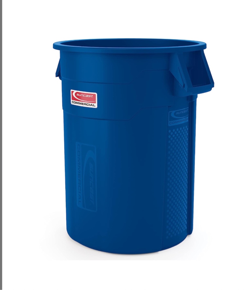 Suncast Commercial Products 55 Gallon Utility Trash Can, Blue, TCU55BL