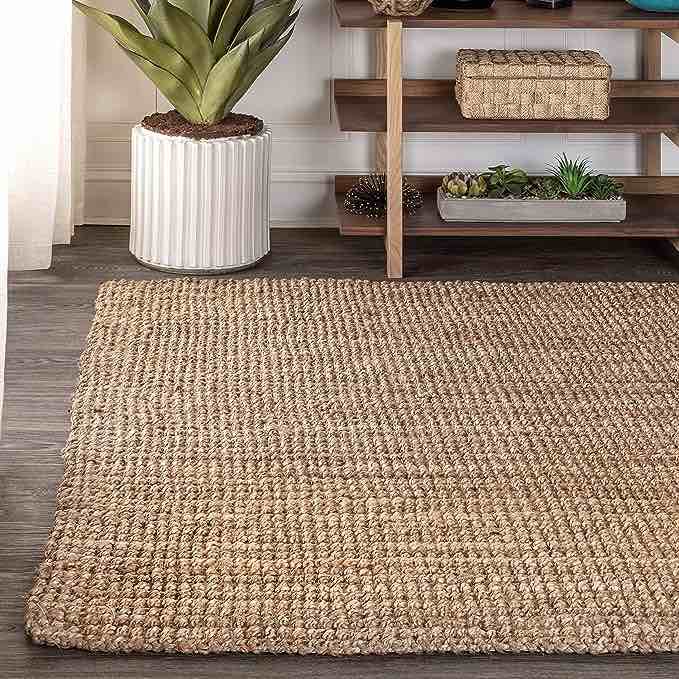 S & L Homes Jute Cotton Hand Woven Natural Farmhouse Area Rug for Living Room - Rustic Vintage Bohemian Décor - (9' x 12' Natural)