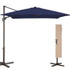 JEAREY 8.2FTx8.2FT Square Cantilever Patio Umbrella Roating Outdoor Offset Umbrella Heavy Duty Sun Umbrella, Black