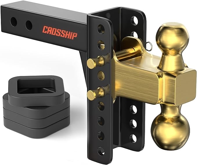 CROSSHIP Adjustable Trailer Hitch Ball Mount - Fits 2'' Receiver, 6Inch Drop/Rise Drop Hitch with 2'' & 2-5/16'' Solid Dual Balls 25,000 lbs Capacity- Tow Hitch for Heavy Duty Truck with Double Pins