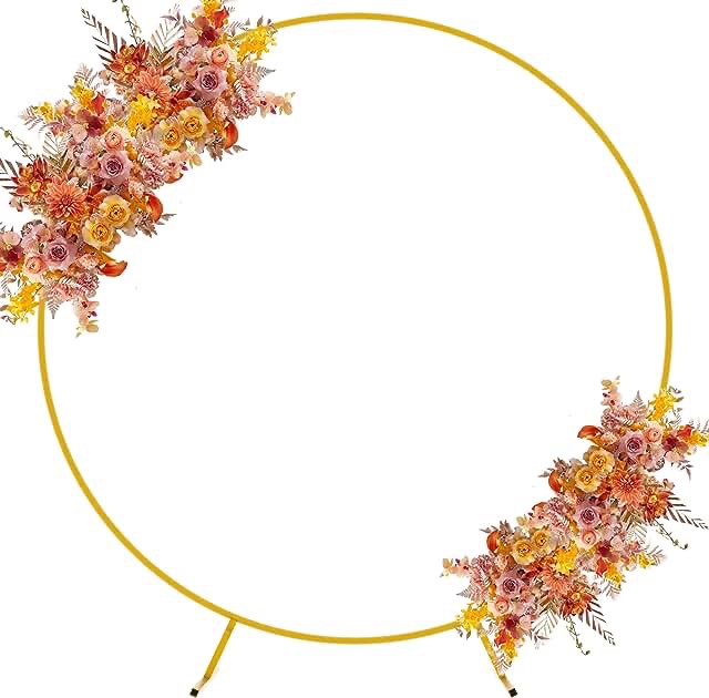Asee'm 7.2ft Round Backdrop Stand Gold Circle Balloon Arch Frame Metal for Wedding Birthday Party Baby Shower Bridal Party Graduation Photo Background Decoration