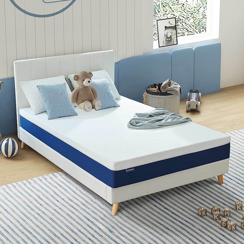 twin size memory foam mattress 6 inch navy blue white 