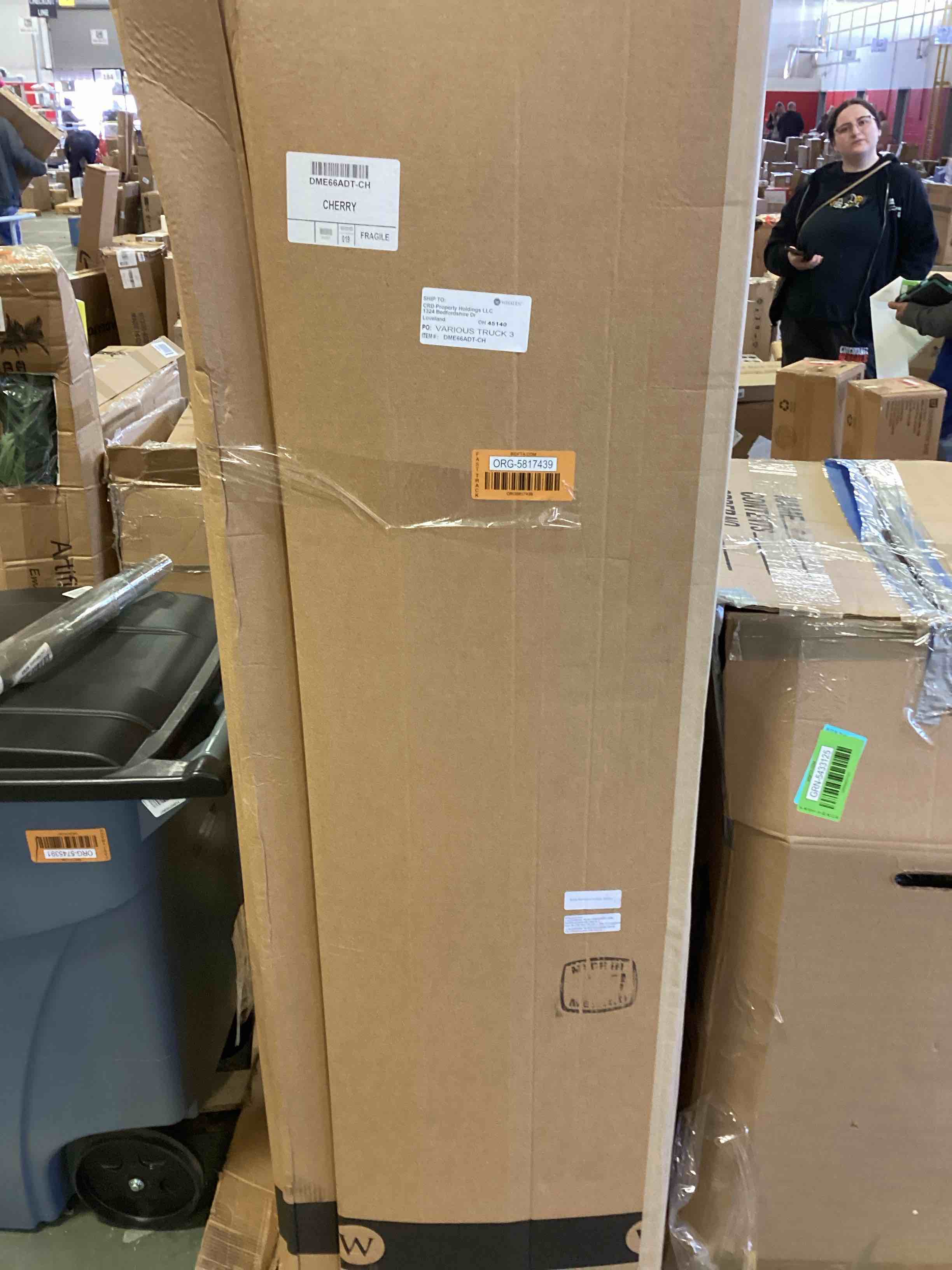 whalen cherry 66” x 23.75” x 20” shelf, fully assembled in box