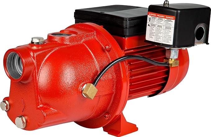 Red Lion RL-SWJ75 3/4 HP, 13 GPM Dual Voltage (115/230 Volts) Cast Iron Shallow Well Jet Pump, Red, 97080701