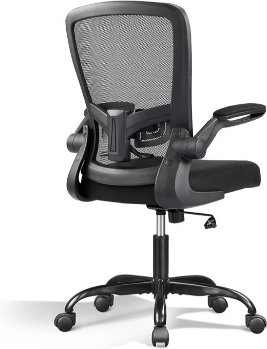 DEVAISE Mesh Computer Office Chair, Ergonomics Computer Desk Chair with Flip-up Armrest and Adjustable Lumbar Support