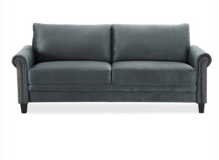Ashland Dark Grey Fabric Sofa w/Rolled Arms
