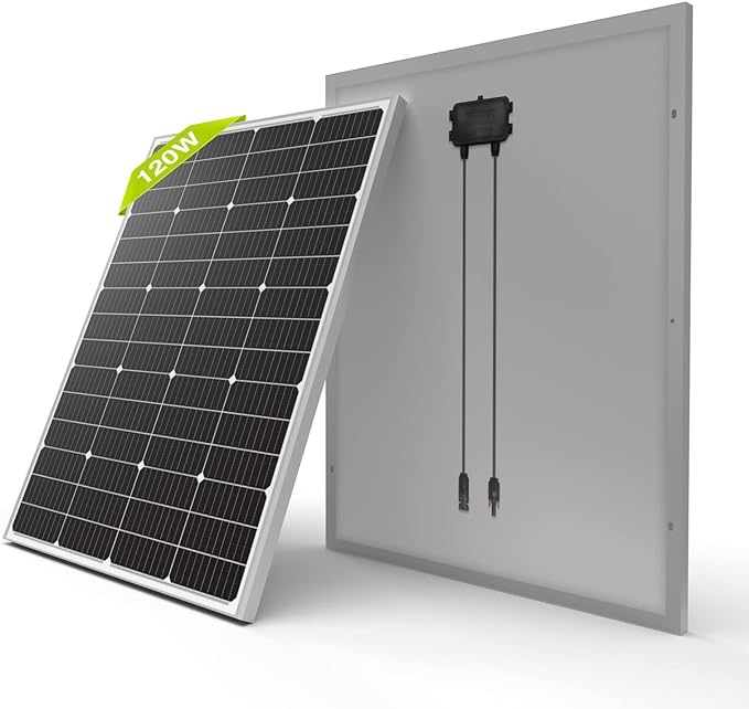 Newpowa 9BB 120W 24V Solar Panel High-Efficiency Monocrystalline 24V PV Module Designed for 24V Off Grid System, Charge Your 24V Battery of RV, Boat, Camper, Trailer, Gate Opener