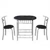 3-Piece Oval PVC Wood Top Black Dining Table Set