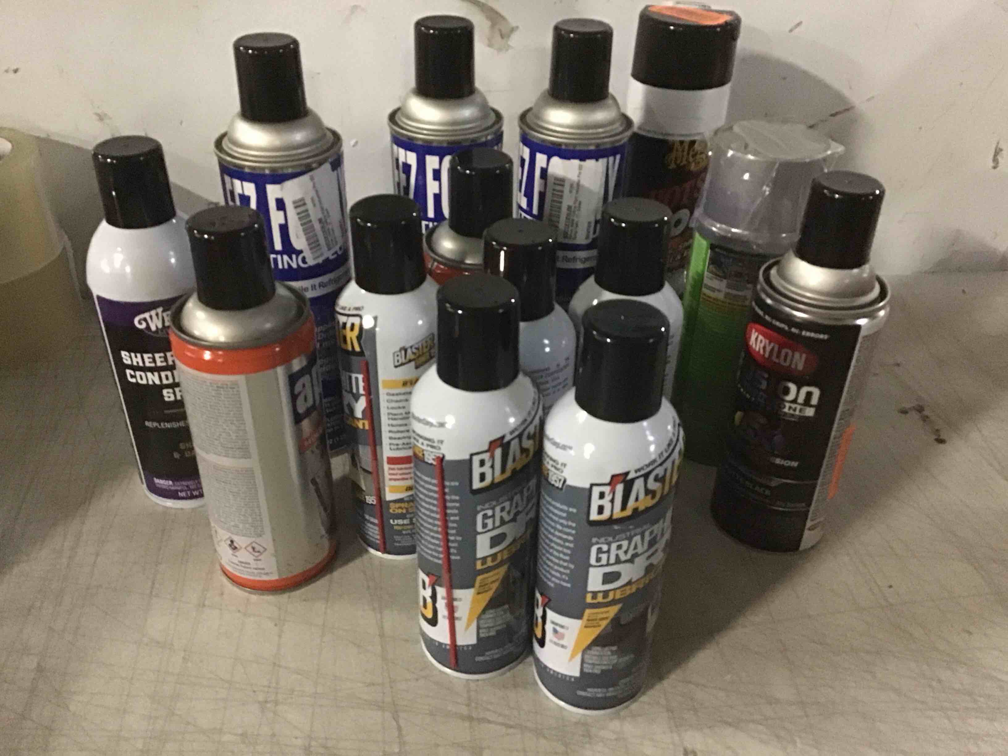 assorted lubricants different for tools