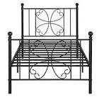 VECELO 41.3 in. W Black Bed Frame with Headboard Single Platform Steel Bed Frame with Storage Twin Size Bed Frame 