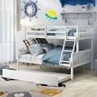(box1of 2) Twin over Full Bunk Bed with Trundle Bed, Ladder and Safety Rails-ModernLuxe
