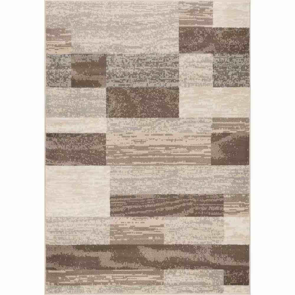 LBaiet Serena Brown Textured Geometric Brick Design 5’x7’ Fabric Area Rug