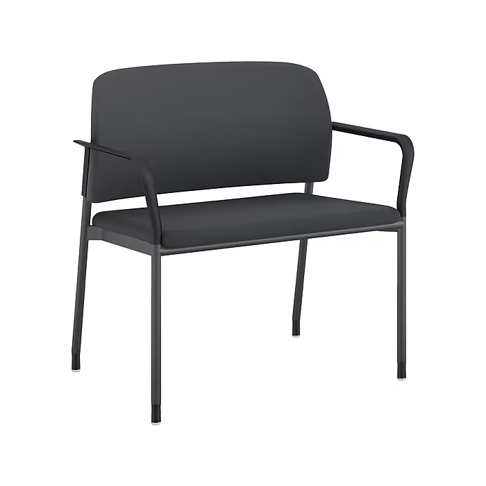 HON Accommodate Vinyl Upholstered Bariatric Stacking Chair, Dark Gray/Textured Charcoal